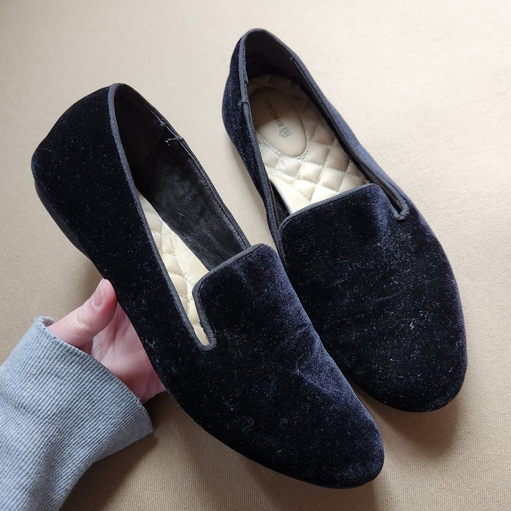 BIRDIES The Starling Black Velvet Loafers